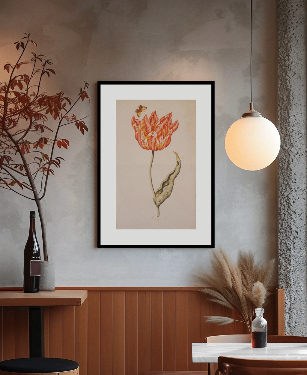 A Tulip with a Butterfly