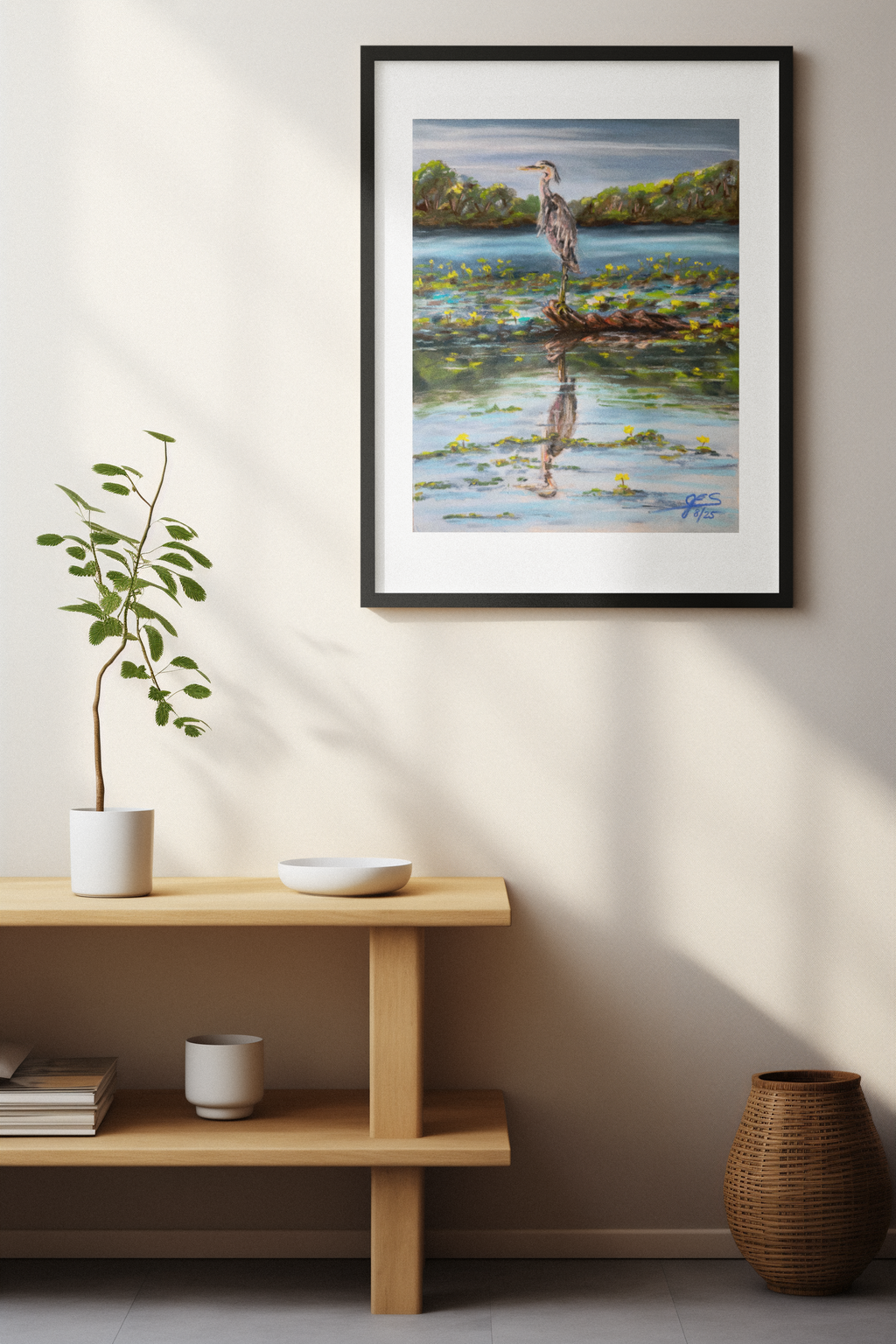 Heron Among the Lillies