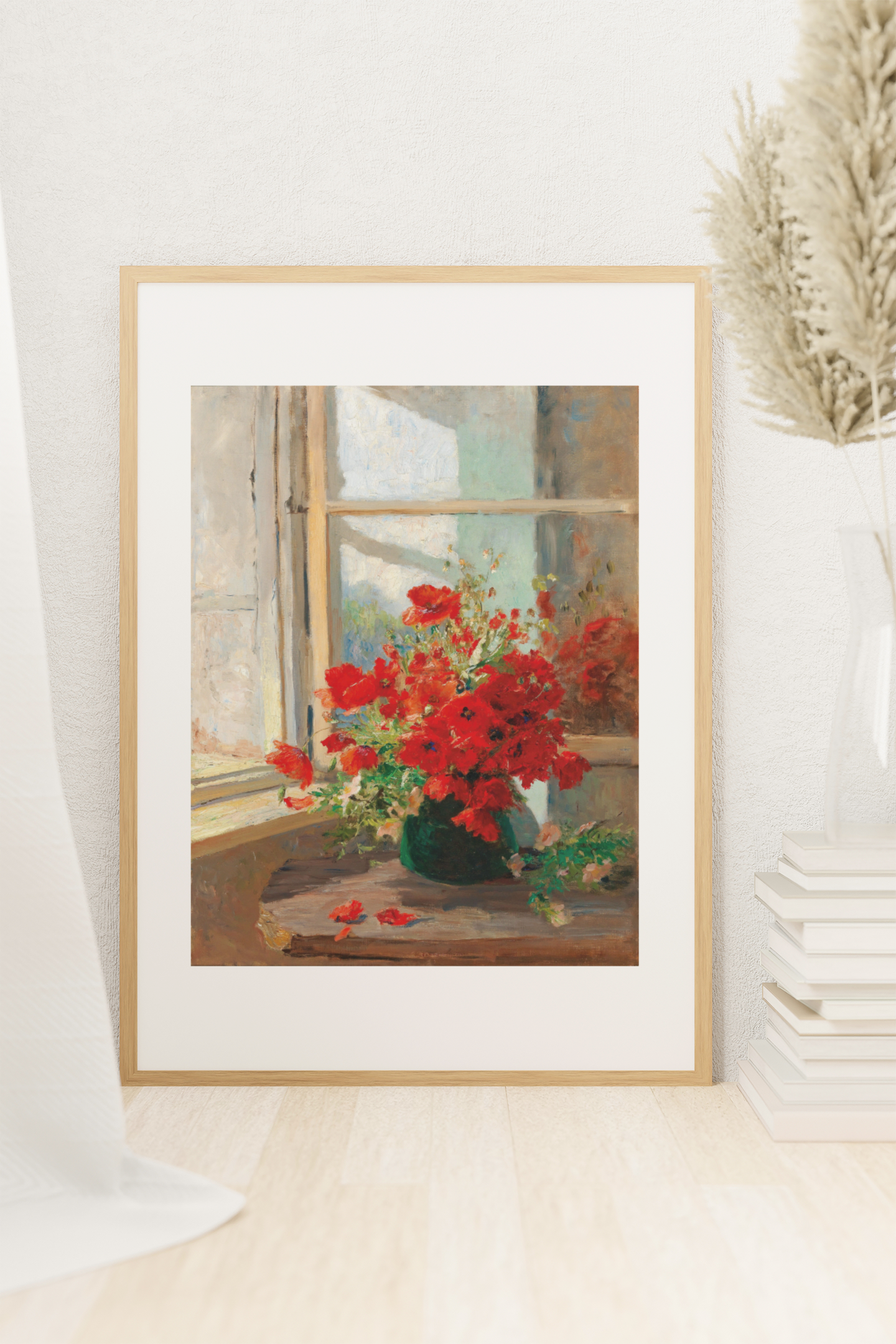 A Bouquet of Poppies by the Window