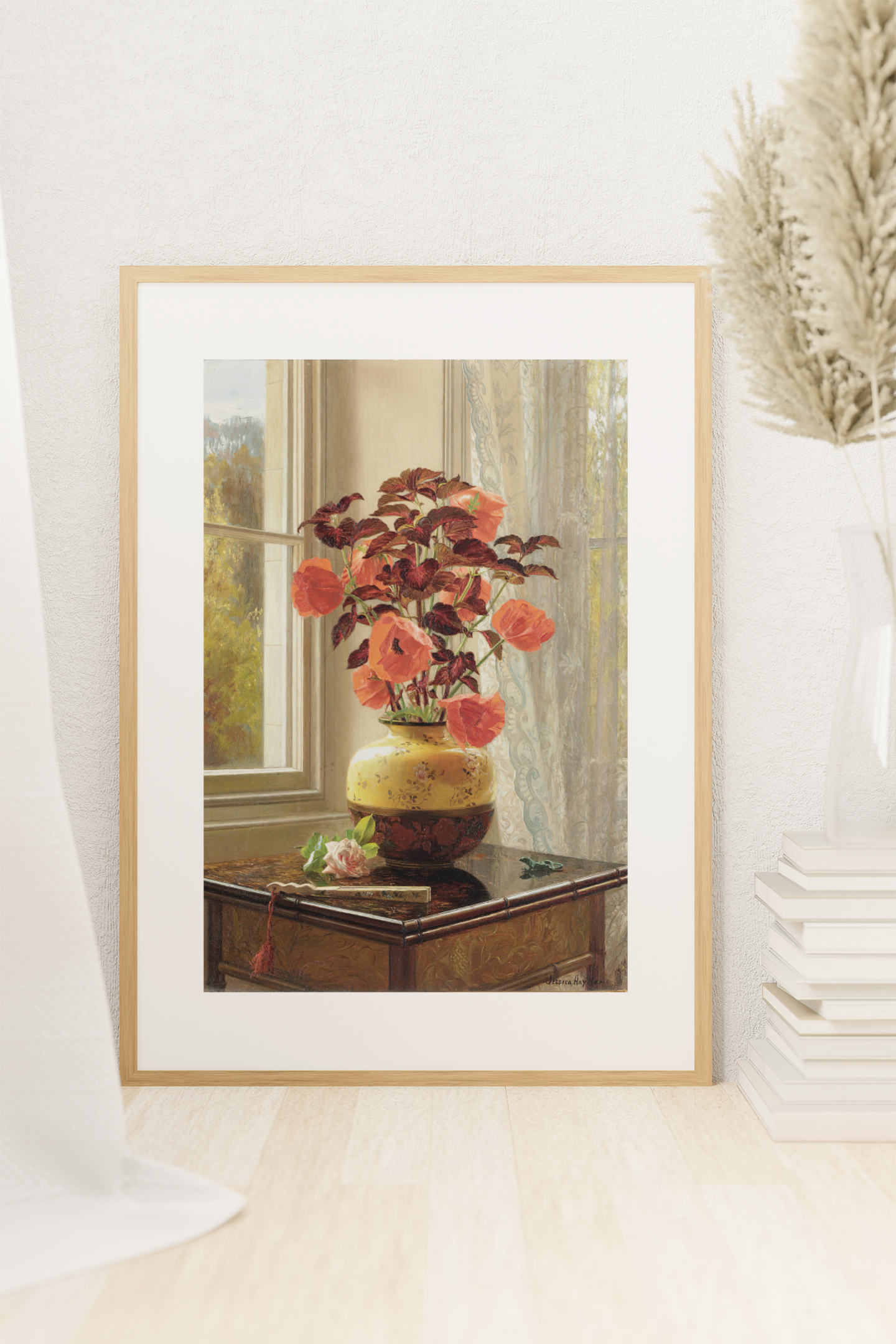 Oriental Poppy and Coleus in a Cloisonné Vase